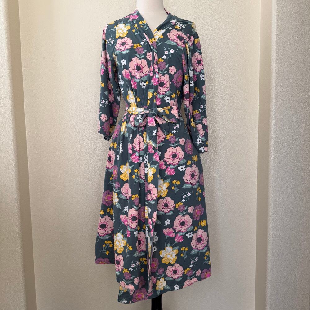 Baby Be Mine sage green floral print robe pink purple yellow